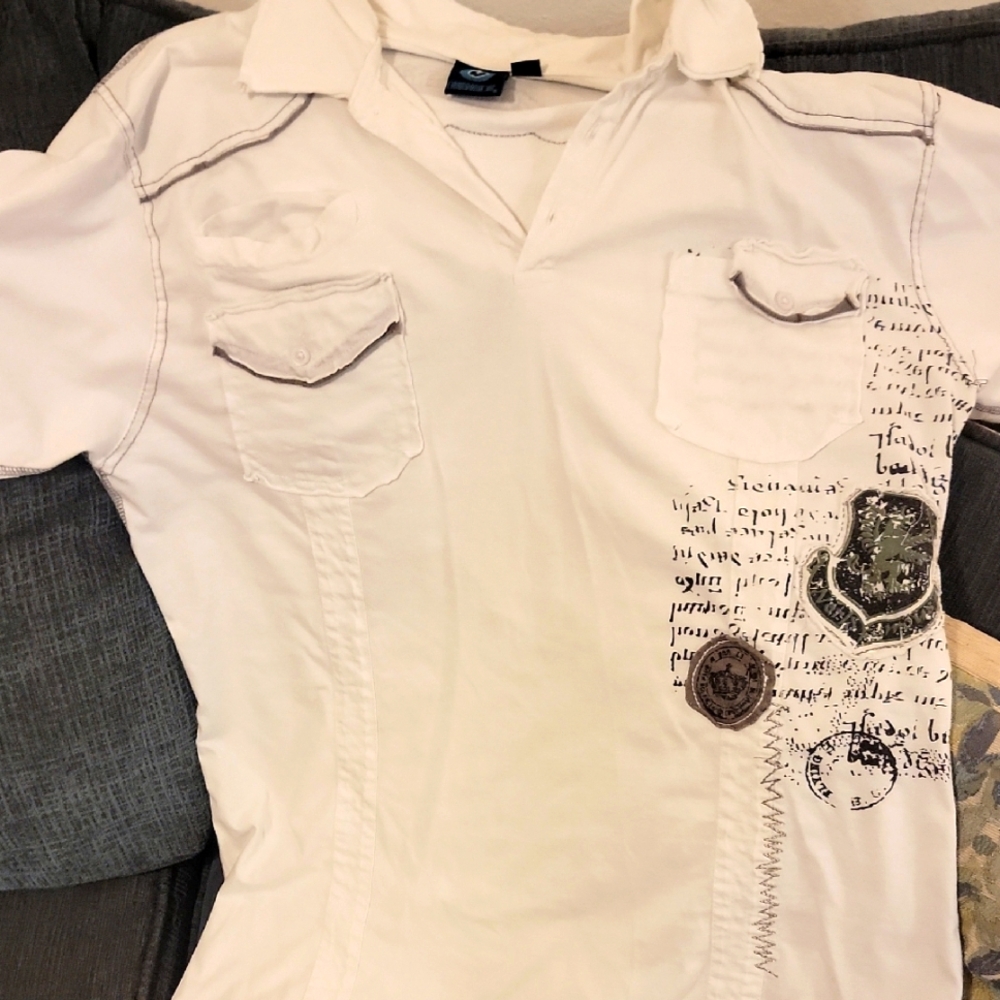 White Graphic Polo Shirt